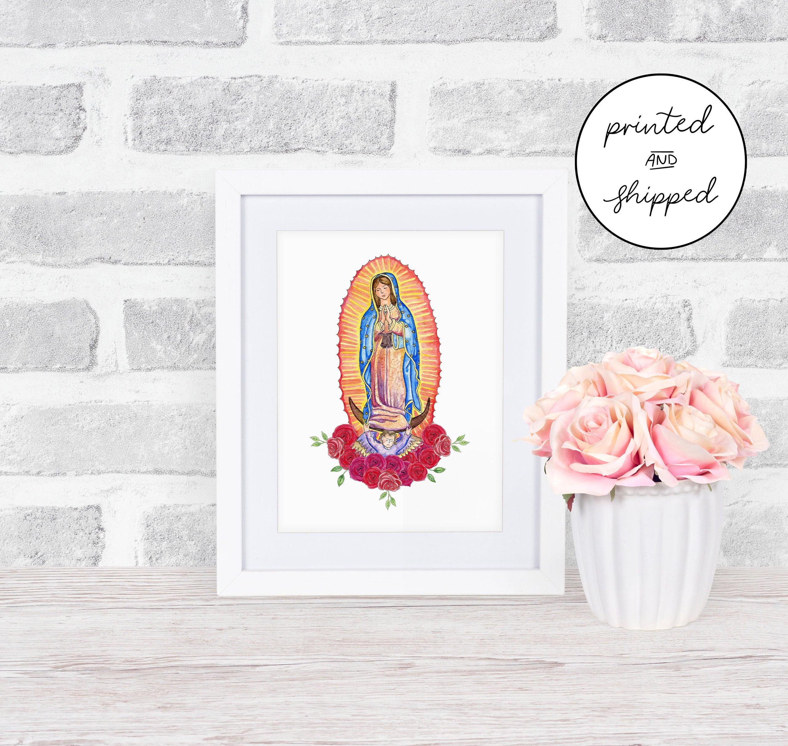 Our Lady of Guadalupe Watercolor Print - Religious Gift - Catholic
